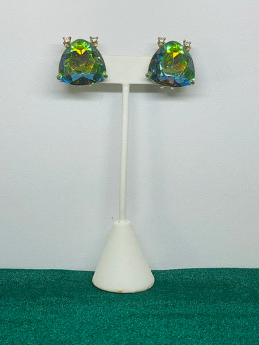 Watermelon AB Rhinestone Clip On Earrings
